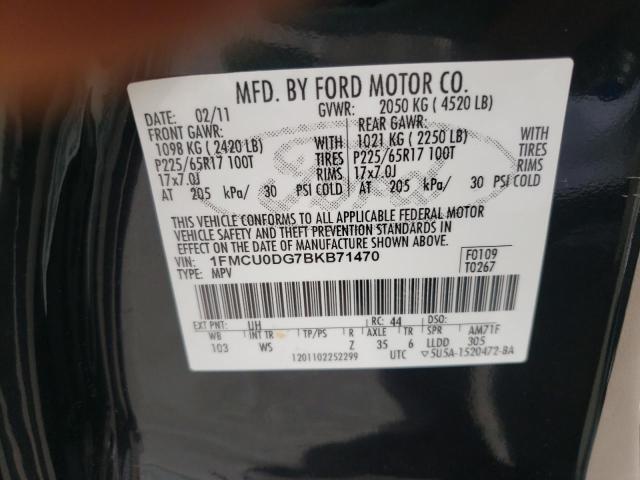 Photo 10 from auction – 2011 FORD ESCAPE XLT with VIN 1FMCU0DG7BKB71470