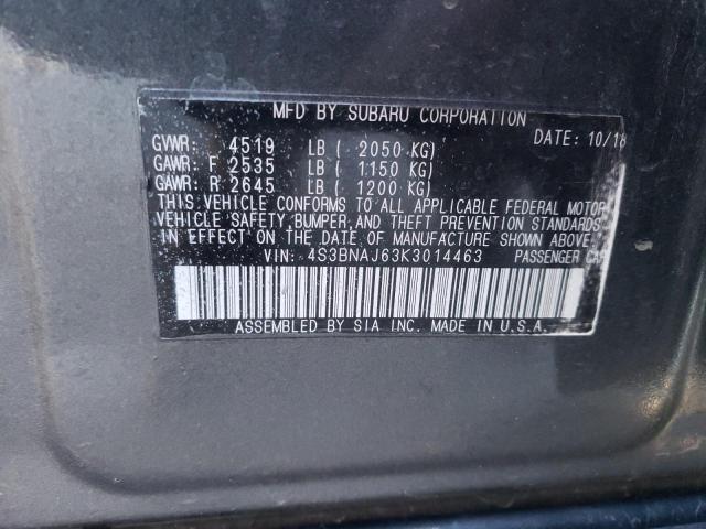 Photo 10 from auction – 2019 SUBARU LEGACY 2.5 with VIN 4S3BNAJ63K3014463