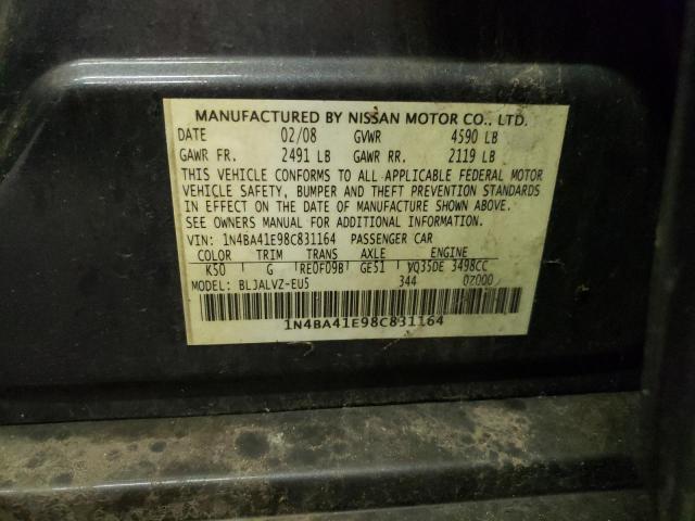 Photo 10 from auction – 2008 NISSAN MAXIMA SE with VIN 1N4BA41E98C831164