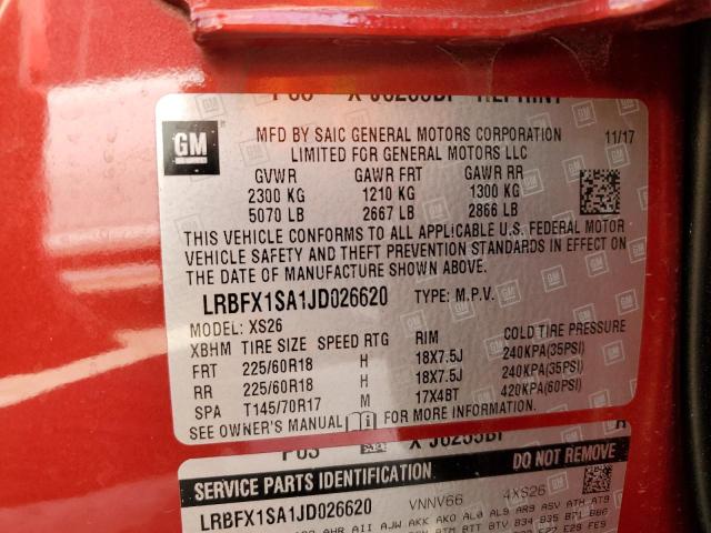 Photo 10 from auction – 2018 BUICK ENVISION E with VIN LRBFX1SA1JD026620