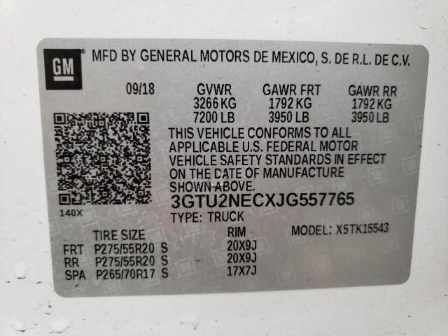 Photo 10 from auction – 2018 GMC SIERRA K15 with VIN 3GTU2NECXJG557765