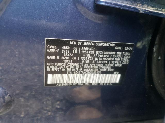 Photo 10 from auction – 2021 SUBARU OUTBACK LI with VIN 4S4BTANC3M3182172
