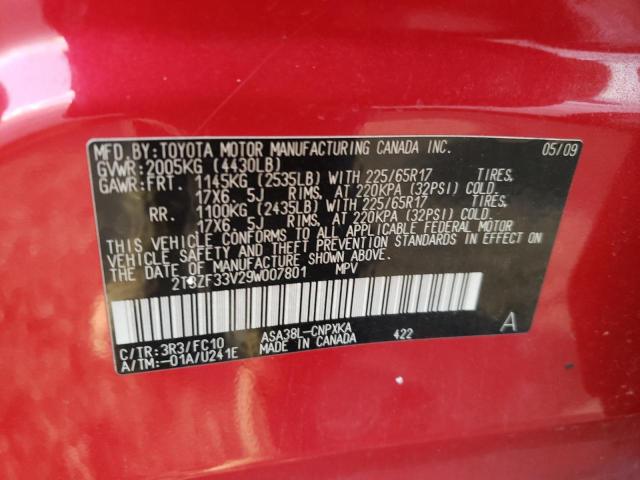 Photo 10 from auction – 2009 TOYOTA RAV4 with VIN 2T3ZF33V29W007801