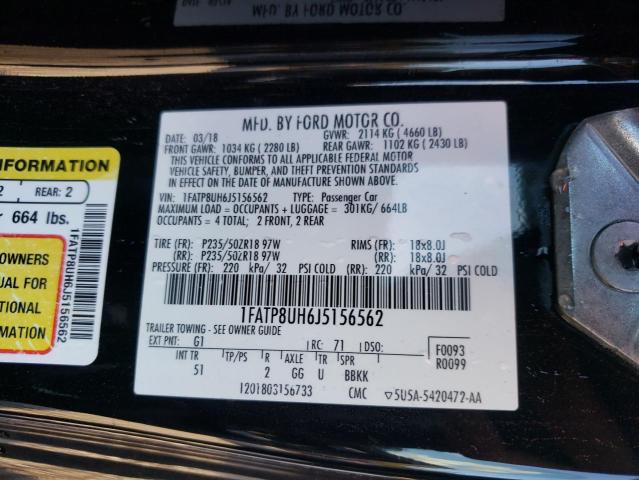 Photo 10 from auction – 2018 FORD MUSTANG with VIN 1FATP8UH6J5156562