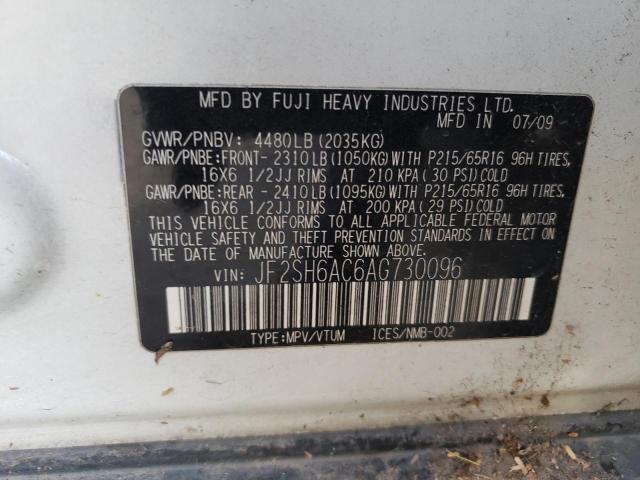 Photo 10 from auction – 2010 SUBARU FORESTER 2 with VIN JF2SH6AC6AG730096