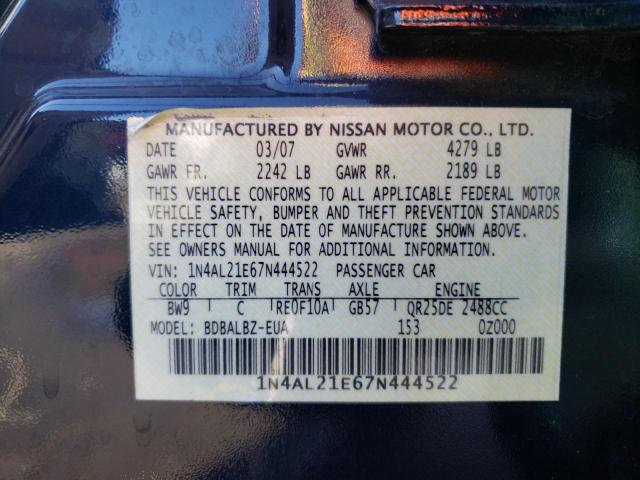Photo 10 from auction – 2007 NISSAN ALTIMA 2.5 with VIN 1N4AL21E67N444522
