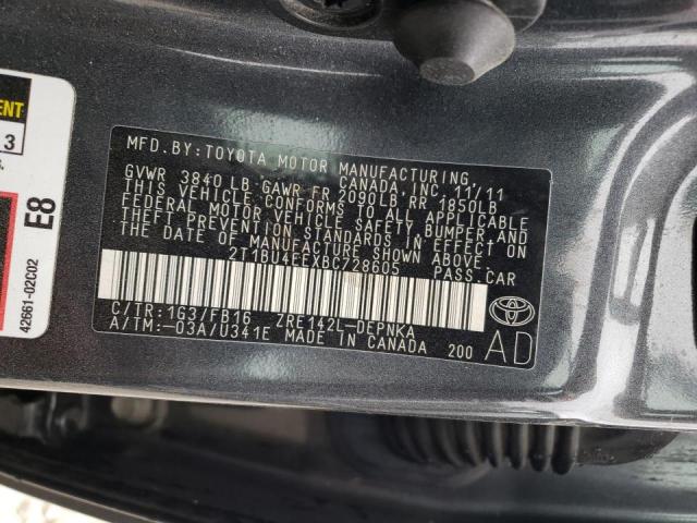 Photo 10 from auction – 2011 TOYOTA COROLLA BA with VIN 2T1BU4EEXBC728605