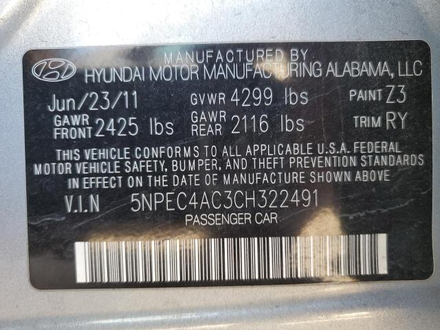 Photo 10 from auction – 2012 HYUNDAI SONATA SE with VIN 5NPEC4AC3CH322491