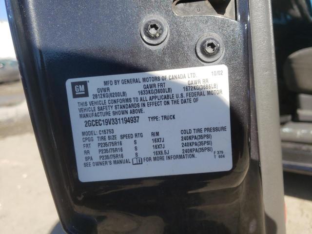 Photo 10 from auction – 2003 CHEVROLET SILVERADO with VIN 2GCEC19V331194937
