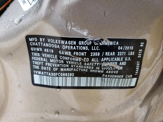 Photo 10 from auction – 2015 VOLKSWAGEN PASSAT S with VIN 1VWAT7A30FC086282
