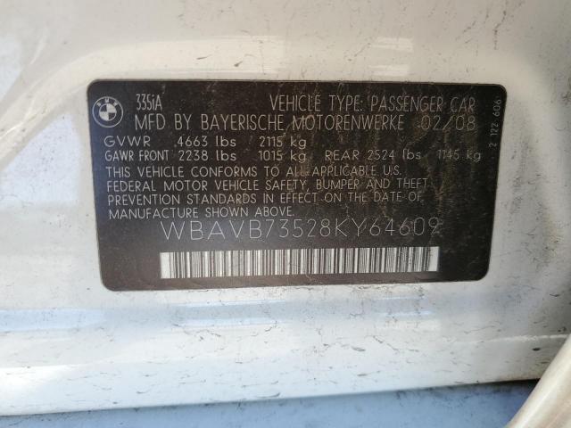 Photo 10 from auction – 2008 BMW 335 I with VIN WBAVB73528KY64609