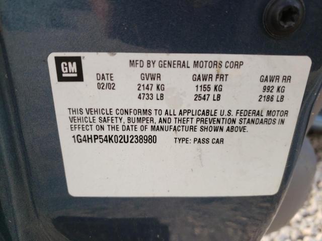 Photo 10 from auction – 2002 BUICK LESABRE CU with VIN 1G4HP54K02U238980
