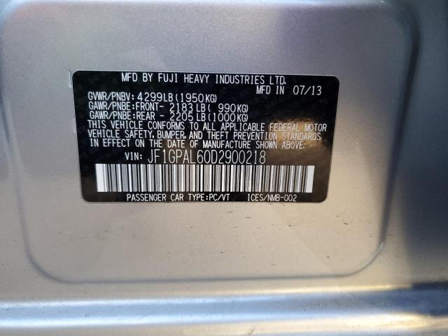 Photo 10 from auction – 2013 SUBARU IMPREZA SP with VIN JF1GPAL60D2900218