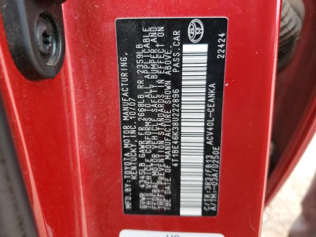 Photo 10 from auction – 2008 TOYOTA CAMRY CE with VIN 4T1BE46K38U222896