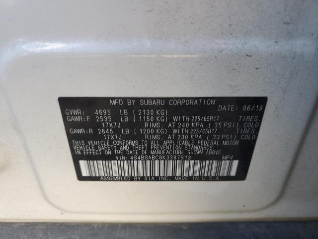 Photo 10 from auction – 2019 SUBARU OUTBACK 2. with VIN 4S4BSABC8K3387913