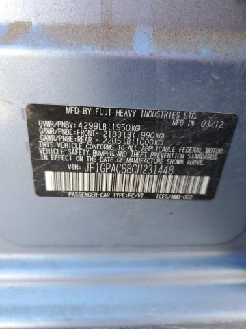 Photo 10 from auction – 2012 SUBARU IMPREZA PR with VIN JF1GPAC68CH231448