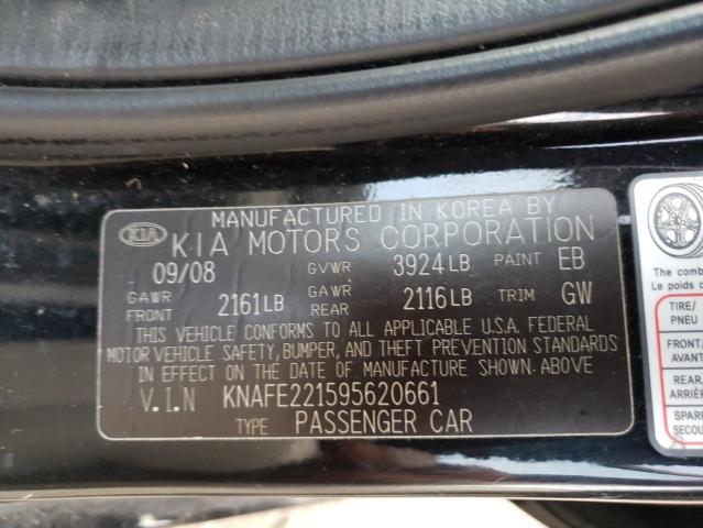 Photo 10 from auction – 2009 KIA SPECTRA EX with VIN KNAFE221595620661