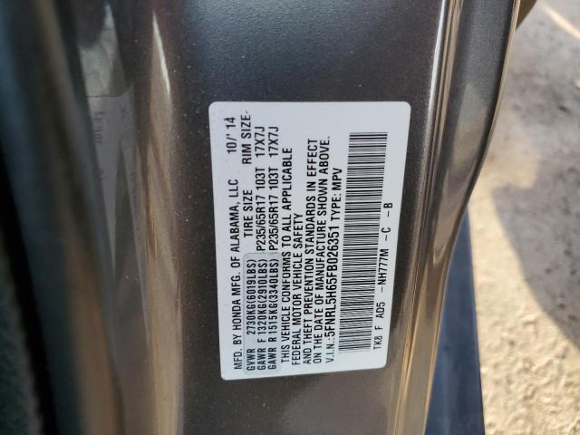 Photo 10 from auction – 2015 HONDA ODYSSEY EX with VIN 5FNRL5H65FB026351
