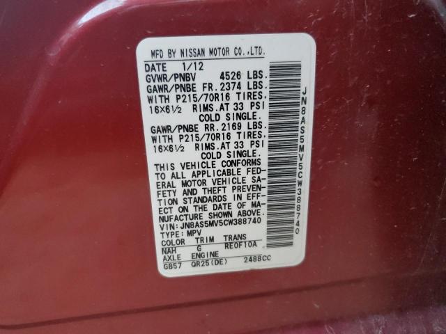 Photo 10 from auction – 2012 NISSAN ROGUE S with VIN JN8AS5MV5CW388740