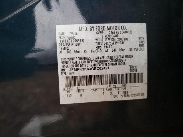 Photo 10 from auction – 2016 FORD EDGE TITAN with VIN 2FMPK3K83GBC62421
