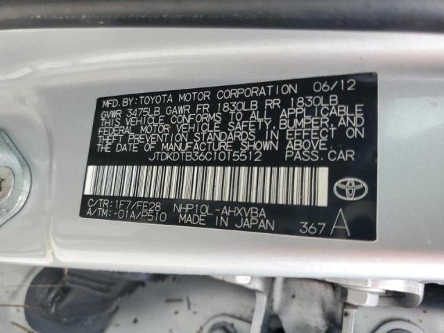 Photo 10 from auction – 2012 TOYOTA PRIUS C with VIN JTDKDTB36C1015512
