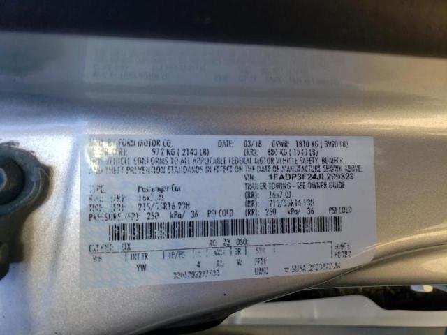 Photo 10 from auction – 2018 FORD FOCUS SE with VIN 1FADP3F24JL299523