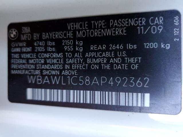 Photo 10 from auction – 2010 BMW 328 I with VIN WBAWL1C58AP492362