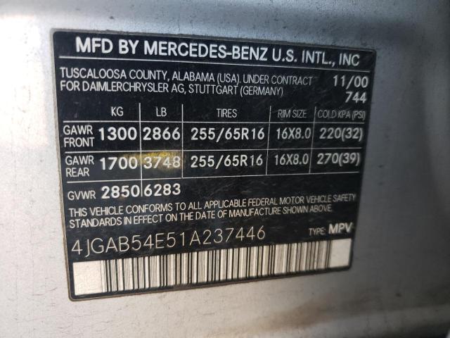 Photo 10 from auction – 2001 MERCEDES-BENZ ML 320 with VIN 4JGAB54E51A237446
