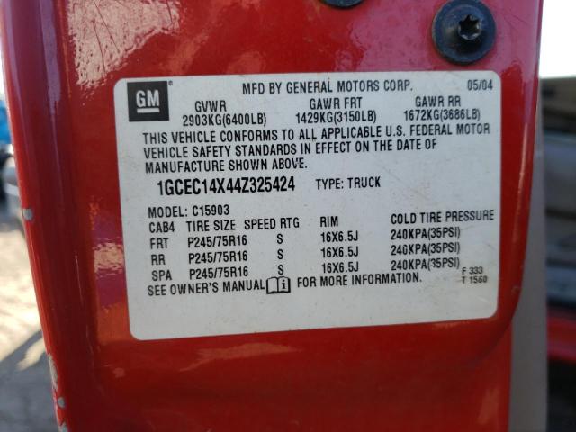Photo 10 from auction – 2004 CHEVROLET SILVERADO with VIN 1GCEC14X44Z325424