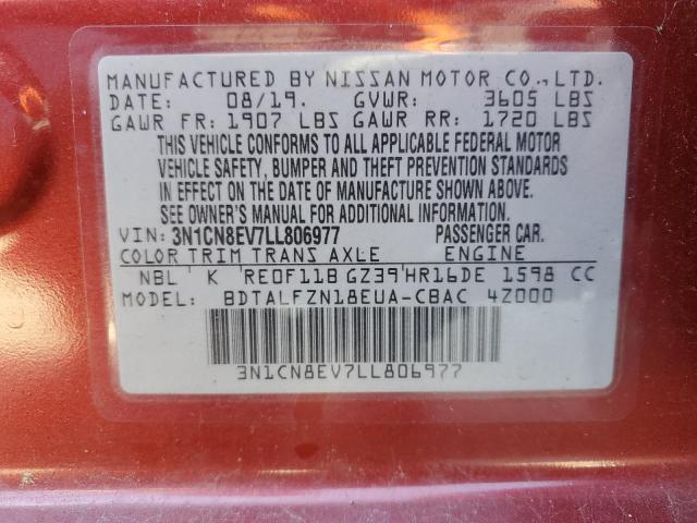 Photo 10 from auction – 2020 NISSAN VERSA SV with VIN 3N1CN8EV7LL806977