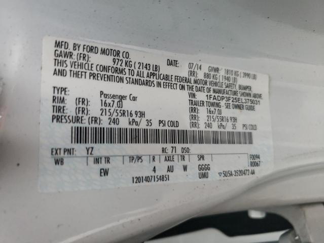 Photo 10 from auction – 2014 FORD FOCUS SE with VIN 1FADP3F25EL375031