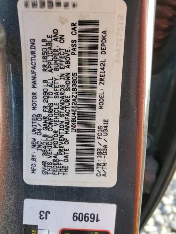 Photo 10 from auction – 2010 TOYOTA COROLLA BA with VIN 1NXBU4EE2AZ183805