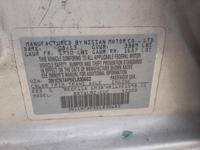 Photo 10 from auction – 2014 NISSAN VERSA S with VIN 3N1CN7AP5EL830683