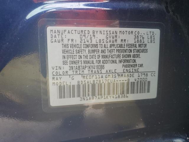 Photo 10 from auction – 2019 NISSAN SENTRA S with VIN 3N1AB7AP1KY418386