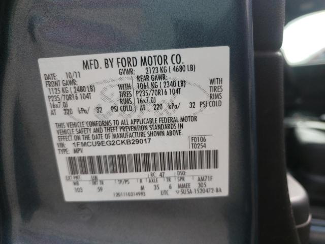 Photo 10 from auction – 2012 FORD ESCAPE LIM with VIN 1FMCU9EG2CKB29017