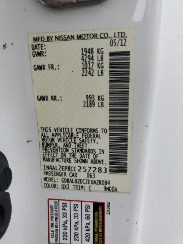 Photo 10 from auction – 2012 NISSAN ALTIMA S with VIN 1N4AL2EP8CC257283