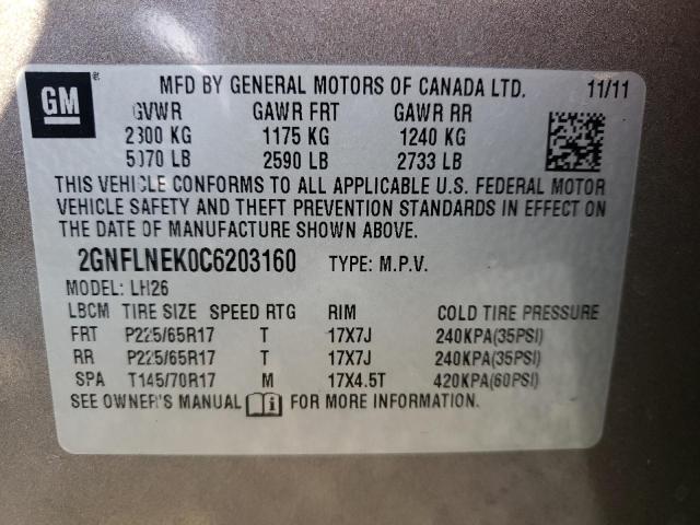 Photo 10 from auction – 2012 CHEVROLET EQUINOX LT with VIN 2GNFLNEK0C6203160