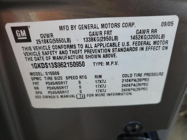 Photo 10 from auction – 2006 GMC ENVOY with VIN 1GKDS13S962150950