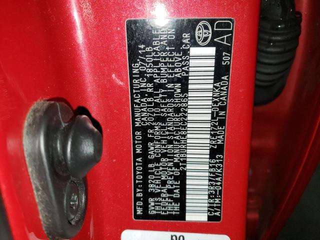 Photo 10 from auction – 2014 TOYOTA COROLLA L with VIN 2T1BURHE8EC222865