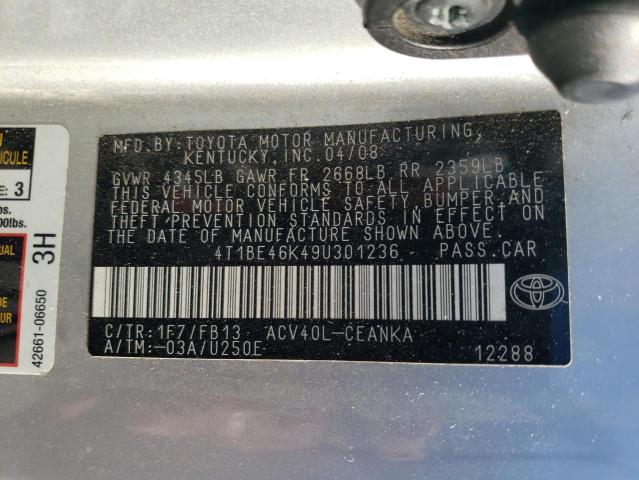 Photo 10 from auction – 2009 TOYOTA CAMRY BASE with VIN 4T1BE46K49U301236