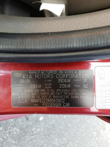 Photo 10 from auction – 2009 KIA SPECTRA EX with VIN KNAFE222695619012