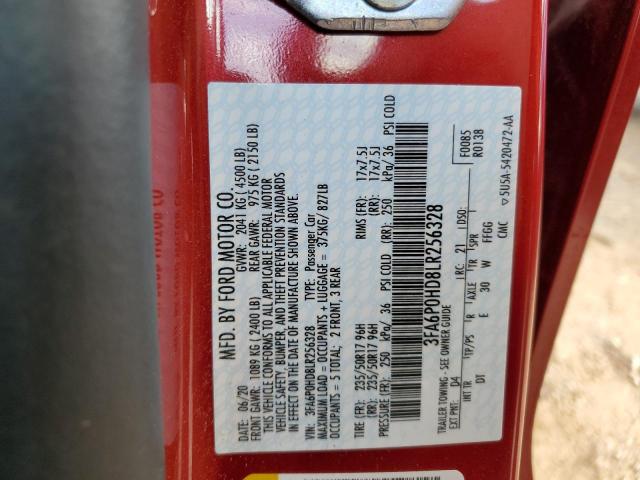 Photo 10 from auction – 2020 FORD FUSION SE with VIN 3FA6P0HD8LR256328