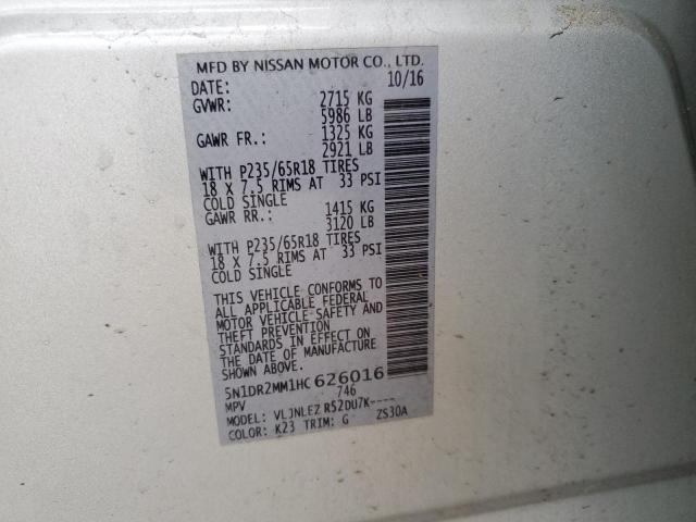 Photo 10 from auction – 2017 NISSAN PATHFINDER with VIN 5N1DR2MM1HC626016