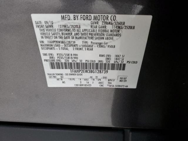 Photo 10 from auction – 2011 FORD TAURUS SEL with VIN 1FAHP2EW3BG128739