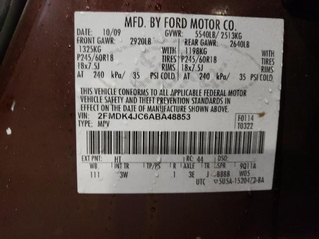 Photo 10 from auction – 2010 FORD EDGE SEL with VIN 2FMDK4JC6ABA48853
