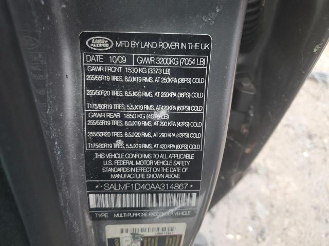 Photo 10 from auction – 2010 LAND ROVER RANGE ROVE with VIN SALMF1D40AA314867