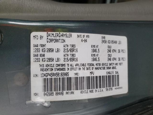 Photo 10 from auction – 2005 DODGE CARAVAN SX with VIN 1D4GP45RX5B182085