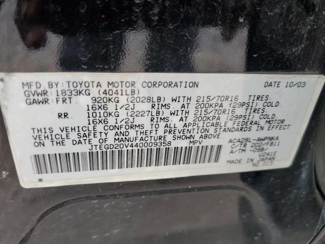 Photo 10 from auction – 2004 TOYOTA RAV4 with VIN JTEGD20V440009358