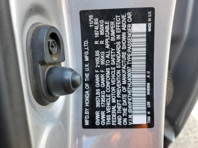 Photo 10 from auction – 2017 HONDA CIVIC EX with VIN SHHFK7H57HU408097