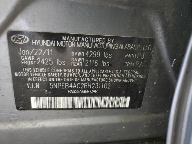 Photo 10 from auction – 2011 HYUNDAI SONATA GLS with VIN 5NPEB4AC2BH231102